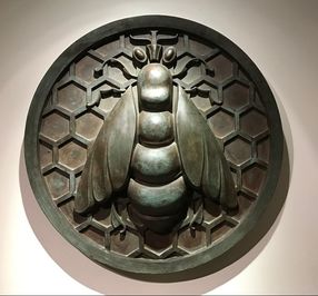 36 inch heavy bronze architectural plaque from the Bee Hive Savings bank.  