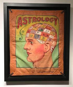 Canvas carnival banner with phrenological subject matter Dickman Circa 1930.
